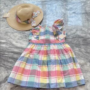 Tommy Bahama Multicolor Plaid Kids Dress with Hat